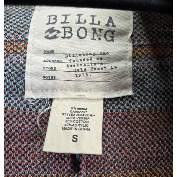 Billabong Womens Southwestern Open Front Knit Sweater Cardigan Small Aztec Boho - Picture 3 of 9